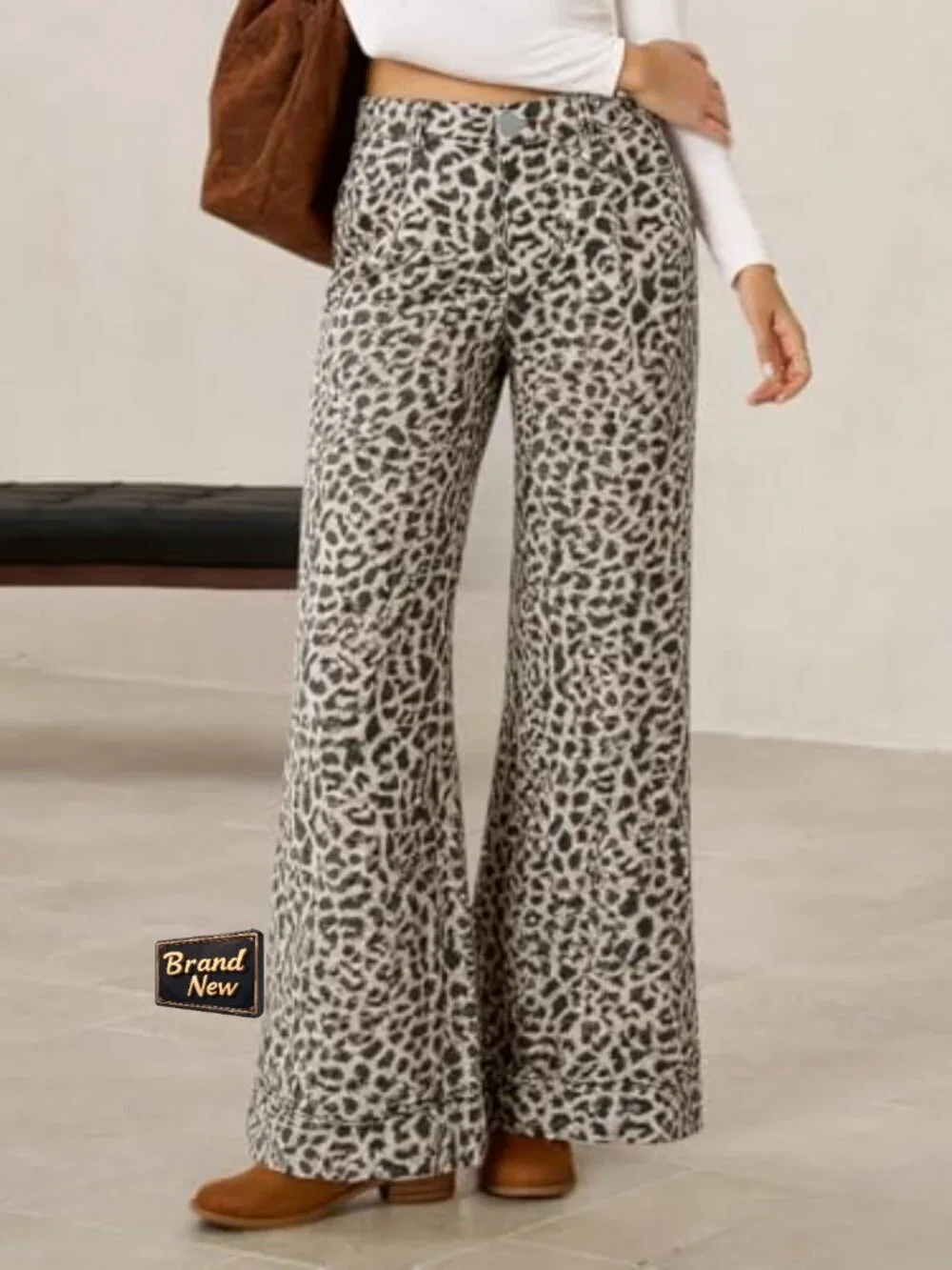Baggy Wide Leg Floral Jeans High Waisted Boho Denim Pants